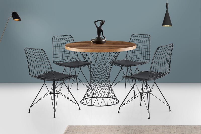 Spisebord Pota 90 cm - Valnøtt/Svart - Spisebord & kjøkkenbord