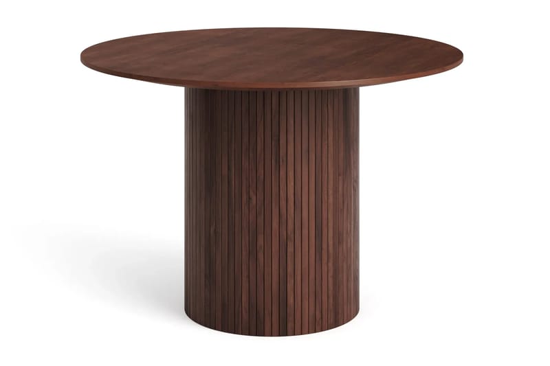 Spisegruppe Bark Kopparbo 110 cm Valnøtt Hvit bouclé/Metallben valnøtt Rund 4 - Møbler - Bord - Spisegruppe