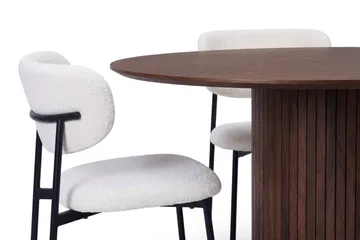 Spisegruppe Bark Kopparbo 180 cm Valnøtt Hvit bouclé/metallben svart Rund 8 - Møbler - Bord - Spisegruppe