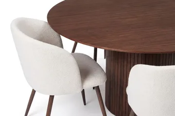 Spisegruppe Bark Kopparbo 180 cm Valnøtt Hvit bouclé/Metallben valnøtt Rund 8 - Møbler - Bord - Spisegruppe