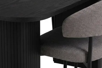 Spisegruppe Bark Kopparbo spisebord 200 cm med 6 Sawako Greige stoler Svart|Greige - Møbler - Bord - Spisegruppe