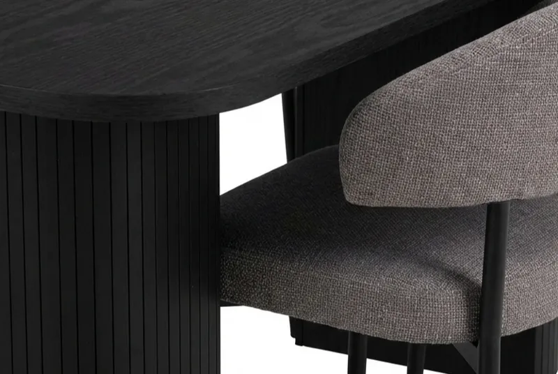 Spisegruppe Bark Kopparbo spisebord 200 cm med 6 Sawako Greige stoler Svart|Greige - Møbler - Bord - Spisegruppe