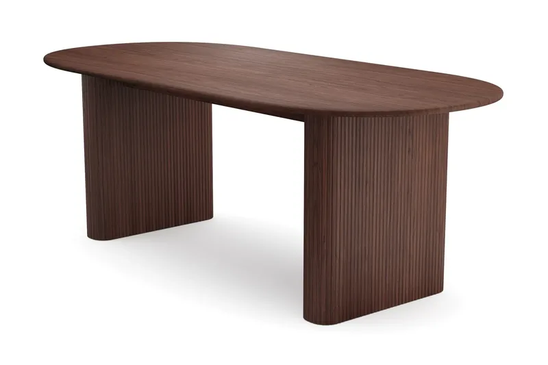 Spisegruppe Bark Noira 220 cm Valnøtt Hvit bouclé/metalben valnøtt 6 - Møbler - Bord - Spisegruppe