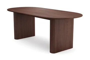 Spisegruppe Bark Noira 220 cm Valnøtt Hvit bouclé/Metallben Svart 6 - Møbler - Bord - Spisegruppe