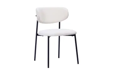 Spisegruppe Bark Noira 220 cm Valnøtt Hvit bouclé/Metallben Svart 6 - Møbler - Bord - Spisegruppe