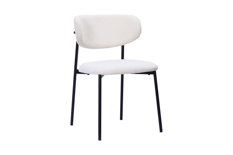 Spisegruppe Bark Noira 220 cm Valnøtt Hvit bouclé/Metallben Svart 6 - Møbler - Bord - Spisegruppe