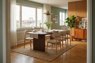 Spisegruppe Bark Richeto med Molly-stoler Eik/beige - Møbler - Bord - Spisegruppe