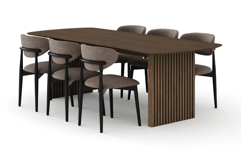 Spisegruppe Bark Richeto med Molly-stoler Svart