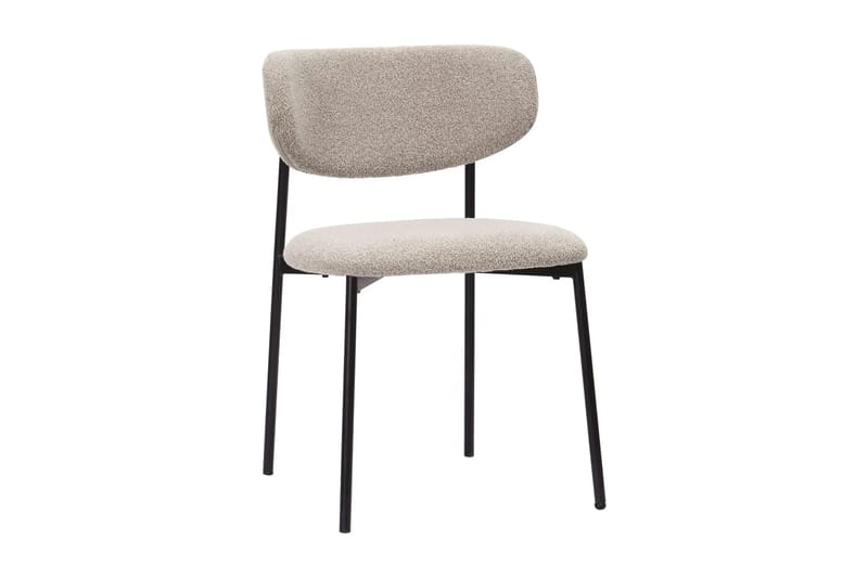 Spisegruppe Bark Peyra 120-220 cm Røkt eik Greige bouclé/metallben svart - Møbler - Bord - Spisegruppe