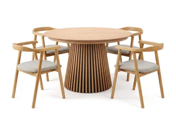 Spisegruppe Bark Peyra 120-220 cm Eik Eik/Beige - Møbler - Bord - Spisegruppe