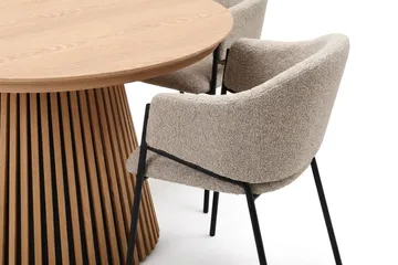 Spisegruppe Bark Peyra 120-220 cm Eik Taupe bouclé - Møbler - Bord - Spisegruppe