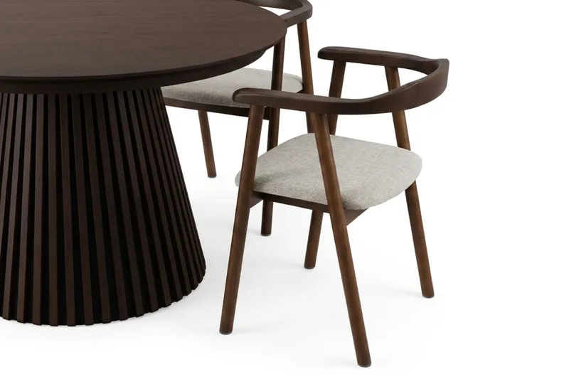 Spisegruppe Bark Peyra 120-220 cm Røkt eik Røkt eik/Beige - Møbler - Bord - Spisegruppe