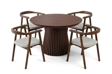 Spisegruppe Bark Peyra 120-220 cm Valnøtt Valnøtt/Beige - Møbler - Bord - Spisegruppe