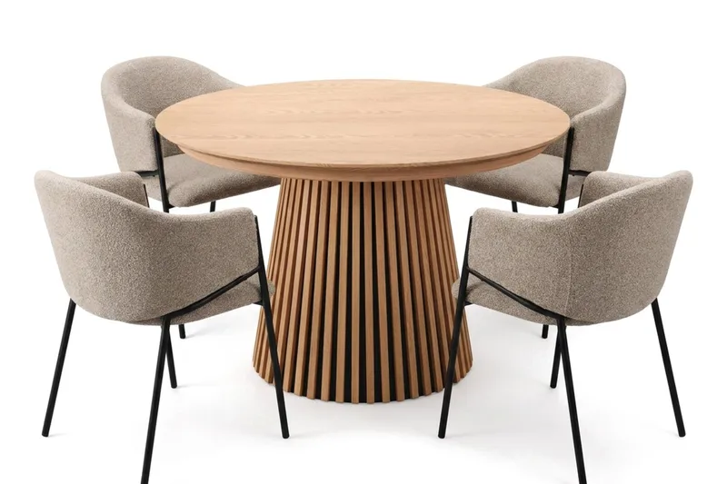 Spisegruppe Bark Peyra 120-220 cm Eik Taupe bouclé