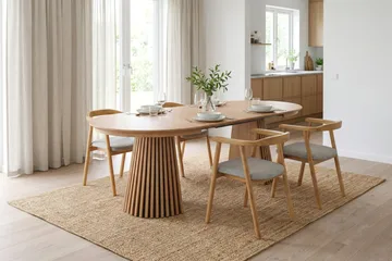 Spisegruppe Bark Peyra 120-220 cm Eik Eik/Beige - Møbler - Bord - Spisegruppe
