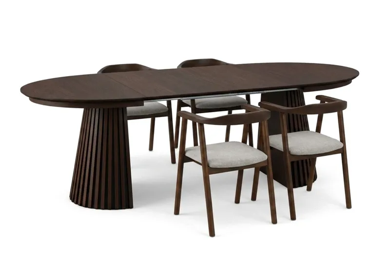 Spisegruppe Bark Peyra 120-220 cm Røkt eik Røkt eik/Beige - Møbler - Bord - Spisegruppe