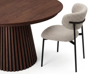 Spisegruppe Bark Peyra 120–220 cm Valnøtt Greige bouclé/metallben svart - Møbler - Bord - Spisegruppe