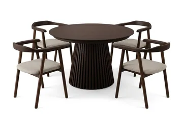 Spisegruppe Bark Peyra 120-220 cm Røkt eik Røkt eik/Beige - Møbler - Bord - Spisegruppe