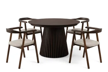 Spisegruppe Bark Peyra 120-220 cm Røkt eik Røkt eik/Beige - Møbler - Bord - Spisegruppe