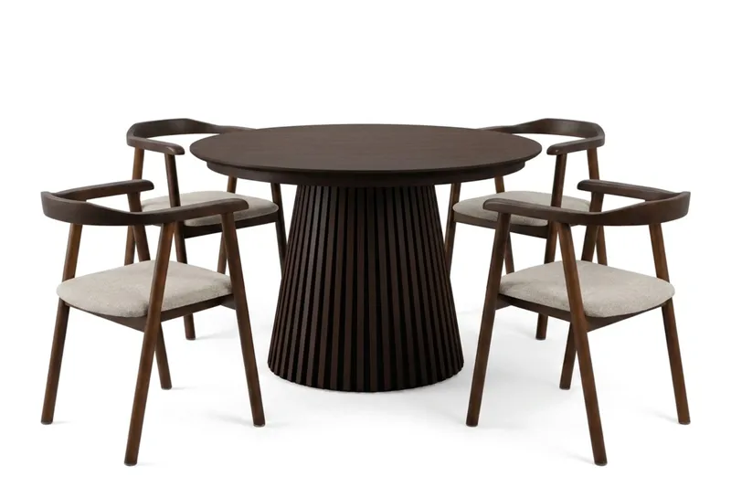 Spisegruppe Bark Peyra 120-220 cm Røkt eik Røkt eik/Beige
