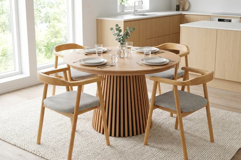 Spisegruppe Bark Peyra 120-220 cm Eik Eik/Beige - Møbler - Bord - Spisegruppe
