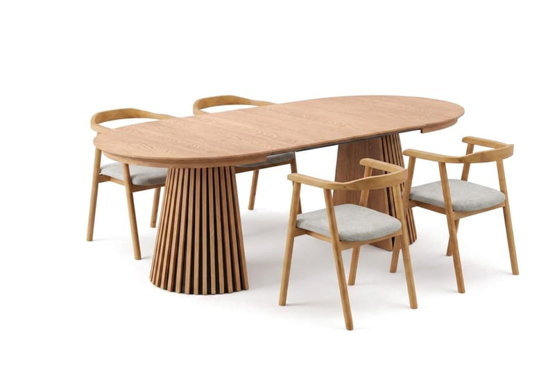 Spisegruppe Bark Peyra 120-220 cm Eik Eik/Beige - Møbler - Bord - Spisegruppe