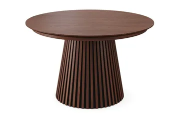 Spisegruppe Bark Peyra 120–220 cm Valnøtt Greige bouclé/metallben svart - Møbler - Bord - Spisegruppe