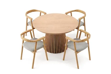 Spisegruppe Bark Peyra 120-220 cm Eik Eik/Beige - Møbler - Bord - Spisegruppe