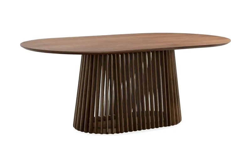 Spisegruppe Bark Peyra ovalt spisebord 200 cm mørkebrunt med 6 Reciclar spisestoler Valnøtt|Greige - Møbler - Bord - Spisegruppe