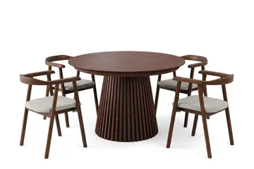 Spisegruppe Bark Peyra 120-220 cm Valnøtt Valnøtt/Beige - Møbler - Bord - Spisegruppe