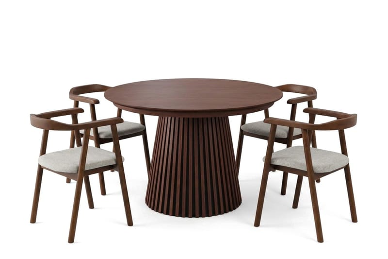 Spisegruppe Bark Peyra 120-220 cm Valnøtt Valnøtt/Beige