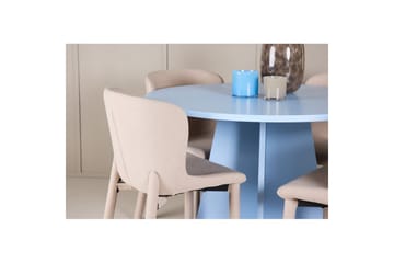 Spisegruppe Bootcut rundt 110 cm babyblå med 4 stk. Astoria stoler Beige - Beige - Møbler - Bord - Spisegruppe