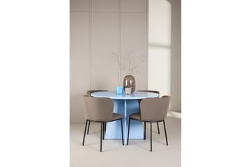 Spisegruppe Bootcut rundt 110 cm babyblå med 4 stk. Edina stoler Svart / Brun - Svart / Brun - Møbler - Bord - Spisegruppe