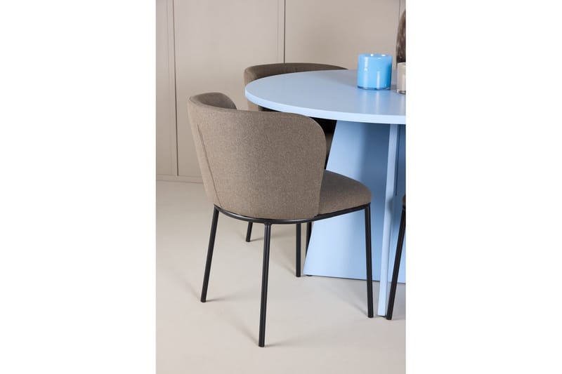 Spisegruppe Bootcut rundt 110 cm babyblå med 4 stk. Edina stoler Svart / Brun - Svart / Brun - Møbler - Bord - Spisegruppe