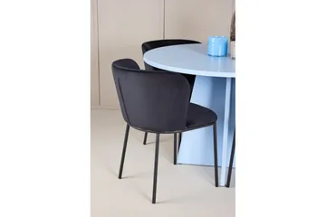 Spisegruppe Bootcut rundt 110 cm babyblå med 4 stk. Edina stoler Svart - Svart - Møbler - Bord - Spisegruppe