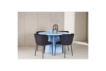 Spisegruppe Bootcut rundt 110 cm babyblå med 4 stk. Edina stoler Svart - Svart - Møbler - Bord - Spisegruppe