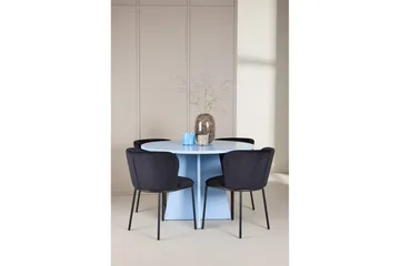 Spisegruppe Bootcut rundt 110 cm babyblå med 4 stk. Edina stoler Svart - Svart - Møbler - Bord - Spisegruppe
