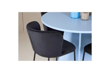 Spisegruppe Bootcut rundt 110 cm babyblå med 4 stk. Edina stoler Svart - Svart - Møbler - Bord - Spisegruppe