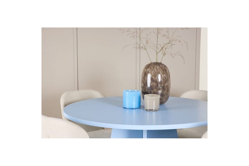 Spisegruppe Bootcut rundt 110 cm babyblå med 4 stk. Lilja stoler - Møbler - Bord - Spisegruppe
