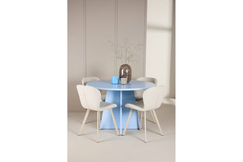 Spisegruppe Bootcut rundt 110 cm babyblå med 4 stk. Lilja stoler - Møbler - Bord - Spisegruppe