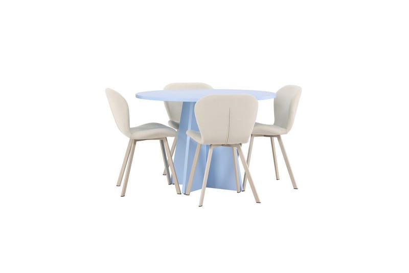 Spisegruppe Bootcut rundt 110 cm babyblå med 4 stk. Lilja stoler - Møbler - Bord - Spisegruppe