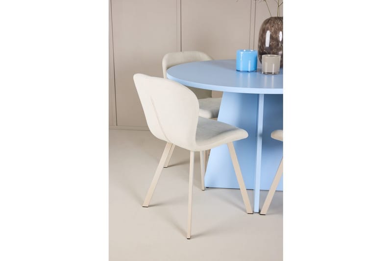 Spisegruppe Bootcut rundt 110 cm babyblå med 4 stk. Lilja stoler - Møbler - Bord - Spisegruppe
