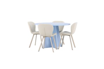 Spisegruppe Bootcut rundt 110 cm babyblå med 4 stk. Lilja stoler - Møbler - Bord - Spisegruppe