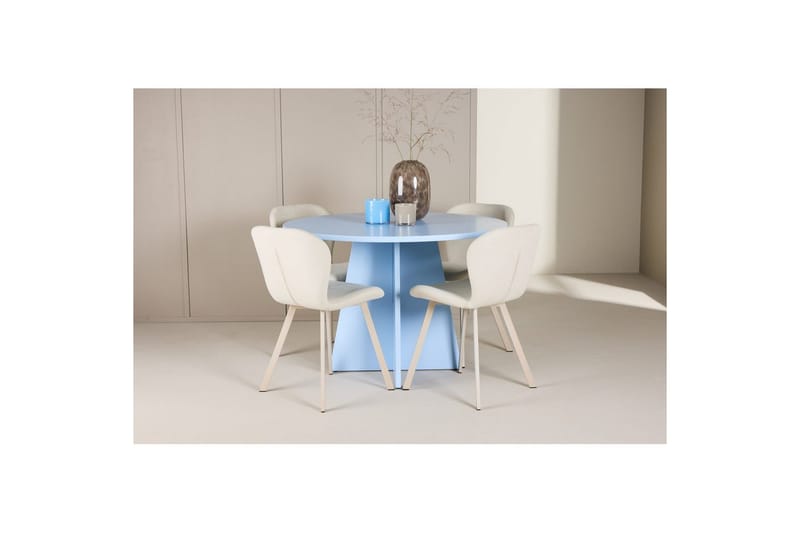 Spisegruppe Bootcut rundt 110 cm babyblå med 4 stk. Lilja stoler - Møbler - Bord - Spisegruppe
