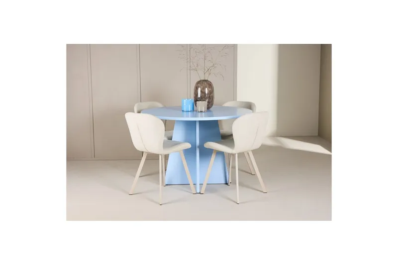 Spisegruppe Bootcut rundt 110 cm babyblå med 4 stk. Lilja stoler - Møbler - Bord - Spisegruppe