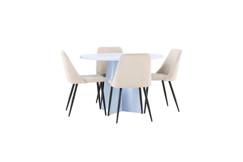 Spisegruppe Bootcut rundt 110 cm babyblå med 4 stk. Night stoler - Møbler - Bord - Spisegruppe
