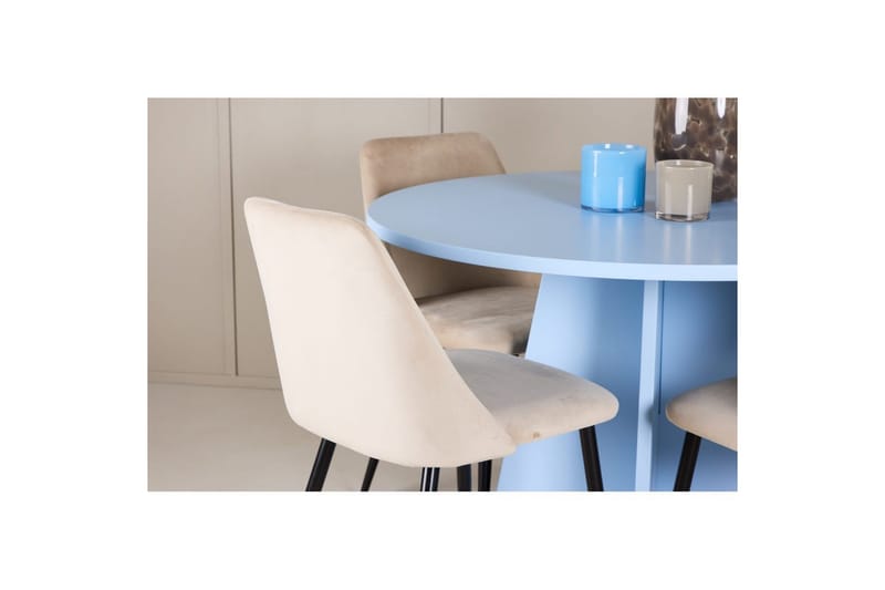 Spisegruppe Bootcut rundt 110 cm babyblå med 4 stk. Night stoler - Møbler - Bord - Spisegruppe