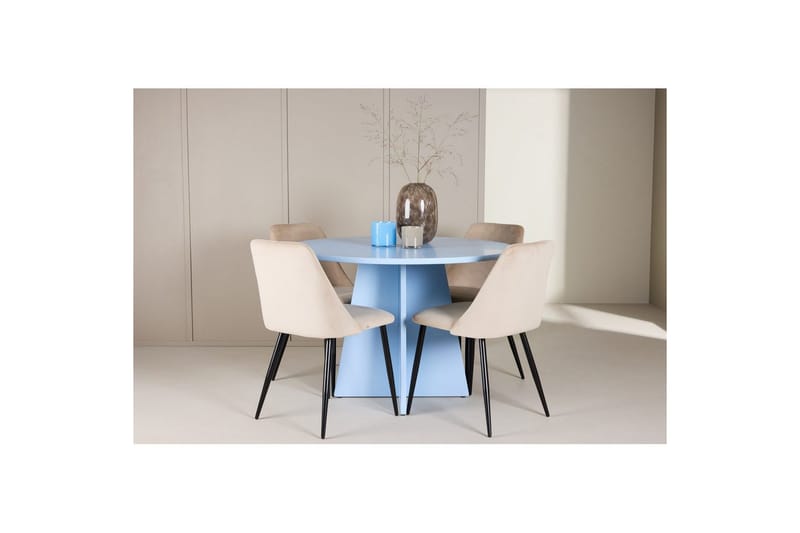 Spisegruppe Bootcut rundt 110 cm babyblå med 4 stk. Night stoler - Møbler - Bord - Spisegruppe