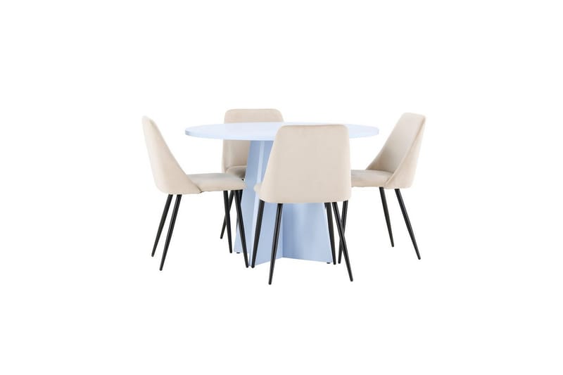 Spisegruppe Bootcut rundt 110 cm babyblå med 4 stk. Night stoler - Møbler - Bord - Spisegruppe