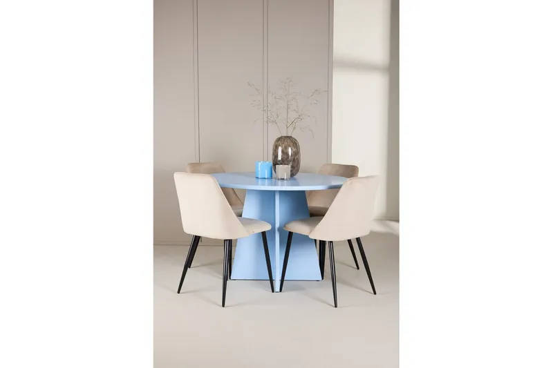 Spisegruppe Bootcut rundt 110 cm babyblå med 4 stk. Night stoler - Møbler - Bord - Spisegruppe